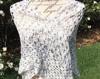 White Gray Triangular Shawl