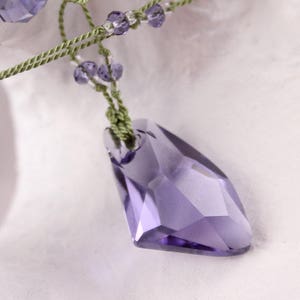 Tanzanite Crystal Necklace, Swarovski and Silk Station Necklace
