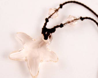 Starfish Crystal Silk Necklace, Chocolate Silk, Swarovski, Handmade