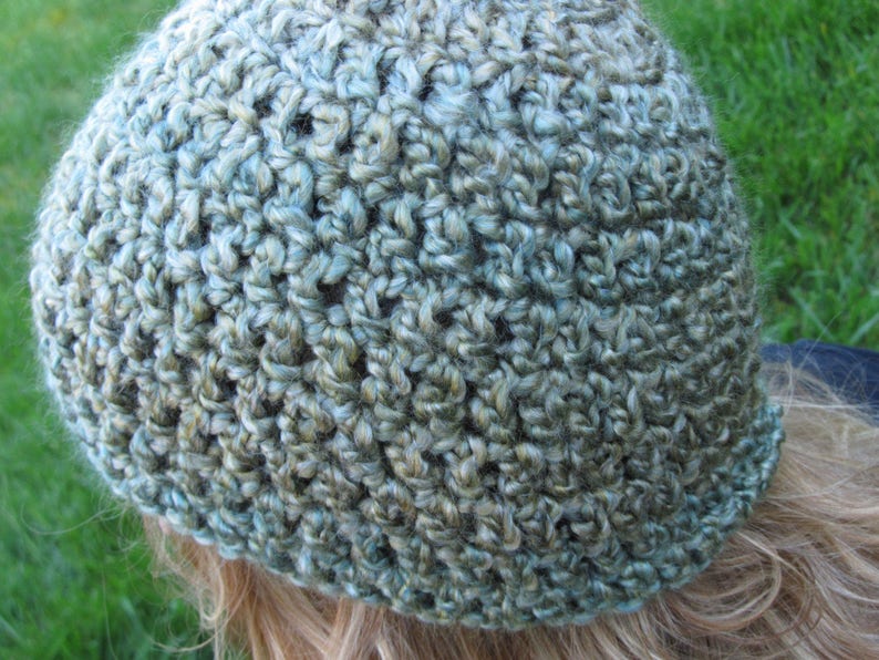 Soft Washable Vegan Green Beanie Crochet Hat