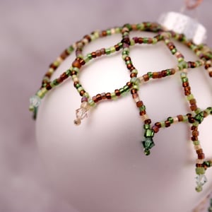 Beaded Ornament, Green and Gold, Rainforest