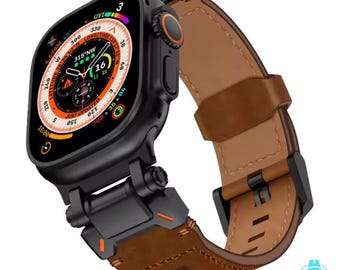Maßgefertigter Apple Uhrenarmband aus Leder für verschiedene Größen 38 mm-49 mm für die Serien 1-10, SE und Ultra 2
