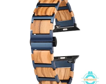 Apple Watch with Our Eco-Friendly Wooden and Metal Band Perfect Gift for Men, Women, Anniversary, Christmas. Iwatch strap, Ultra, custom