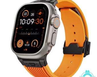 Modern Silicone Apple Watch Stainless Steel Band - Unisex Strap 42/44/45/49mm iWatch, Gift Idea