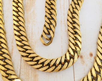Large Beveled Curb Chain, Italian Interlocking Link, Heavy Duty