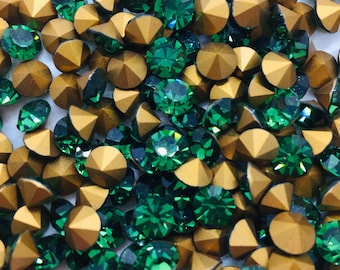 GREEN TOURMALINE Swarovski rhinestones, Art 1100, 1012, 1028, original factory packs