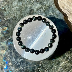 Hawk&#39;s Eye Bracelet – 8 mm Beads – Natural Stone from South Africa – Handmade Jewelry – Clarity & Intuition