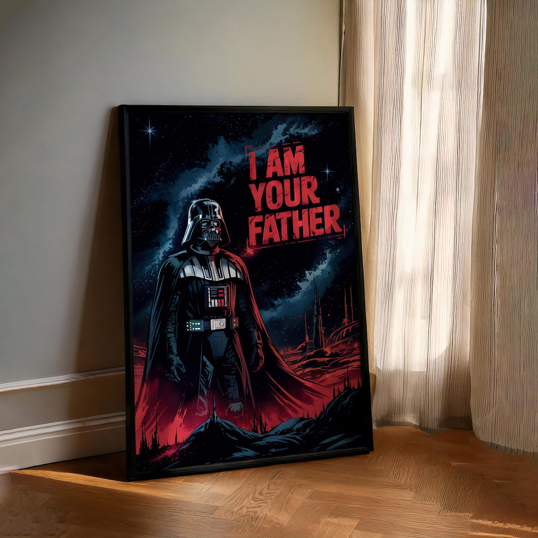 Bold Darth Vader Digital Art Print - Cosmic Red & Blue Galaxy With 'I ...