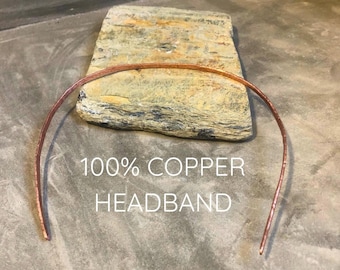 Minimalist Pure Copper Headband, Handmade Hair accessory, Romantic Bridal Tiara, Artisanal Hairpiece, Natural Rustic, Custom & Children Size