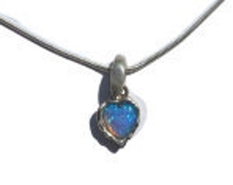 heart opal necklace - delicate and bright comes on a silver chain-  free shipment
