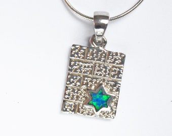 star of David magen david silver opal Jerusalem necklace-  free shipment