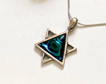 star of David silver abalone shell necklace