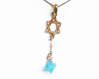 mercabah double mercaba opal gold filled necklace