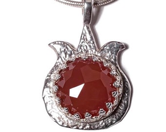 pomegranate carnelian necklace symbol of abundance and luck-  free shipment