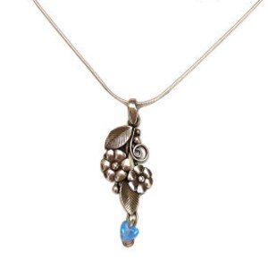 Sale - Flower silver opal heart gentle floral necklace - free shipment