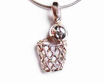 Silver basketball cool necklace