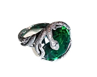 snake emerald unique mod artsy snake ring - free shipment