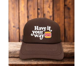 BK Have It Your Way Mens Trucker Hat Brown Vintage Inspired Logo Fast Food Cap