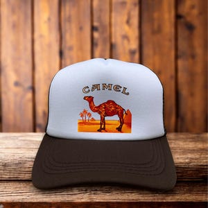 Camel Cig Mens Trucker Hat Brown Snapback Retro Vintage Logo Baseball Cap