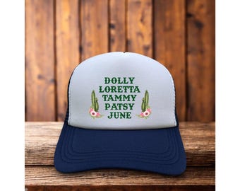 Gorra de camionero unisex para mujer de Dolly Parton Country Music, color azul marino, con cierre trasero tipo snapback, estilo Outlaw Legends
