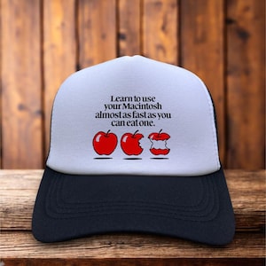 80s Retro Computer Advertisement Unisex Trucker Hat Black Snapback Cap