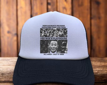 Pee Wee Herman's Playhouse Unisex Trucker Hat Black 1988 Hardcore Punk