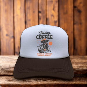 Cowboy Coffee Unisex Trucker Hat Brown Snapback Country Western Baseball Cap