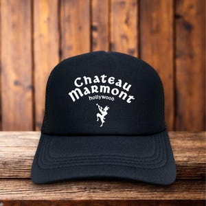 Chateau Marmont Hollywood Mens Trucker Hat Black 70s Sunset Strip LA Hotel Cap