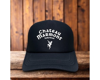 Gorra de camionero Chateau Marmont Hollywood para hombre, color negro, años 70, estilo Sunset Strip, Los Ángeles.