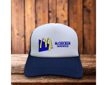 Gorra de camionero unisex McChicken, color azul marino, con cierre trasero, estilo comida rápida