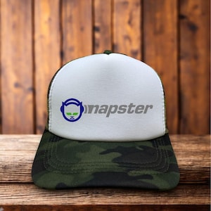 Napster Herr Trucker Hat Camo Peer-To-Peer Musik Downloader Y2K Limewire AOL Keps