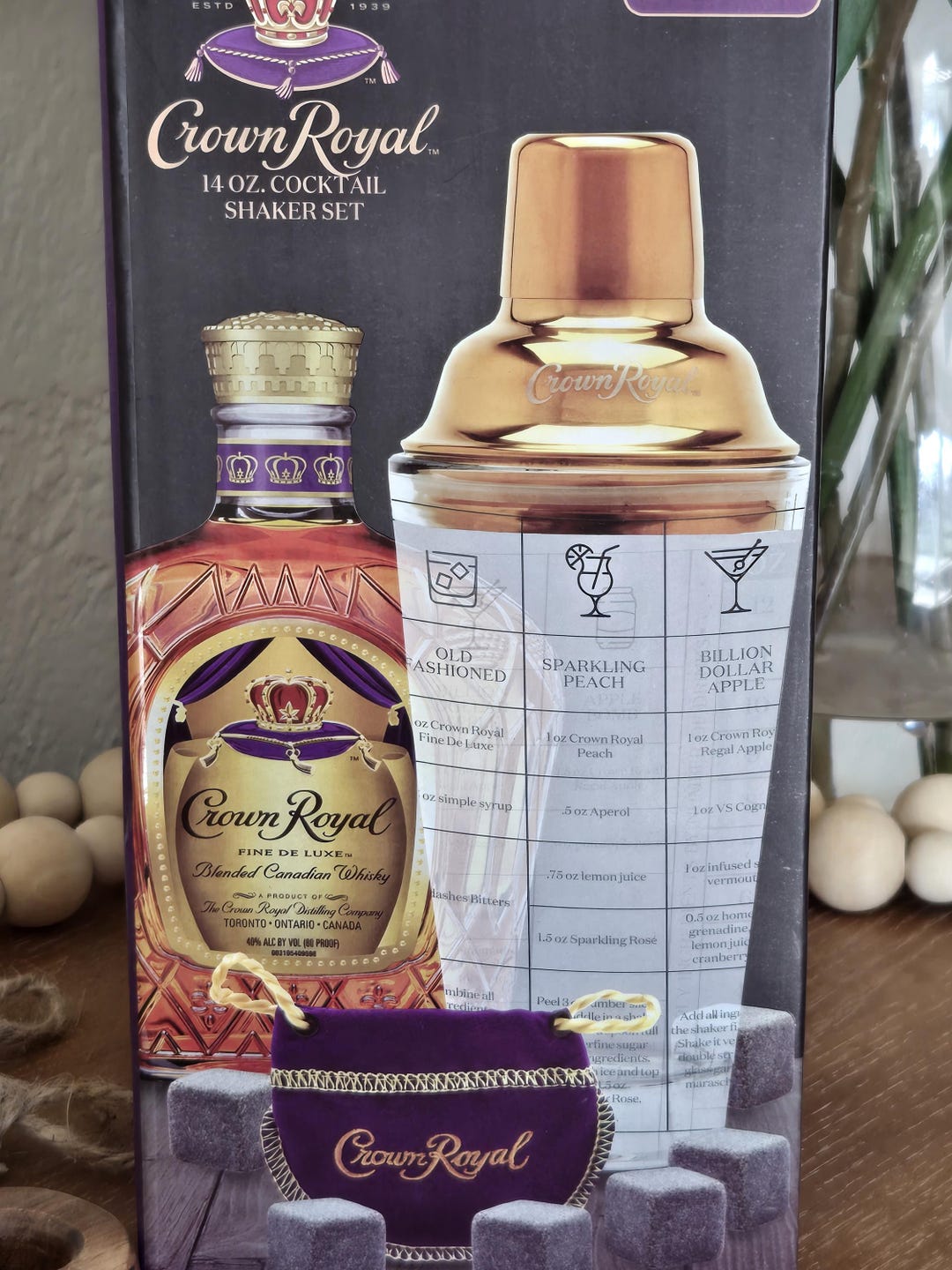 Crown Royal Piece Shaker Set-heavy Glass With Solid Gold Top and