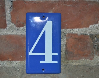BLUE Vintage INDUSTRIAL French ENAMEL Metal House Numbers Street Address Mailbox Modern Retro Mid Century