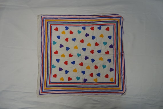 Vintage HEARTS RAINBOW Stripes 80's USA Made 100%