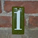 OLIVE Vintage INDUSTRIAL French ENAMEL Green Metal House Numbers Street Address Mailbox Modern Retro Mid Century 