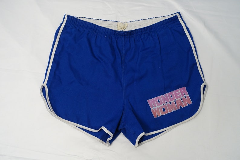 Vintage WONDER WOMAN 70/'s High Cut Stripe Athletic Sport Gym Shorts Running Jogging DC Superhero Comics Television Tv Show