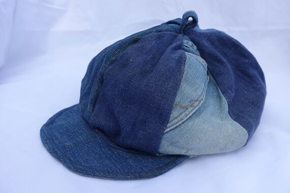 Vintage 70's DENIM PATCH Workman's Newsboy Enginee