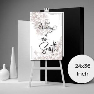 Elegant Floral Wedding Welcome Sign - Pretty Flower Bridal Shower Decor, Rustic Ceremony Entrance Frame, Customizable Rustic Wedding Sign