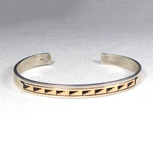 NAVAJO P. SKEET Sterling, 14K Gold Cuff BRACELET, Estate