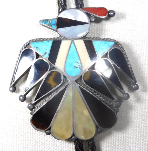 ZUNI Sterling Multi Stone Inlay Handmade Vintage … - image 2
