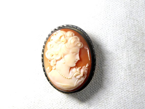 Artisan 800 Silver Hard Shell Cameo Handmade Vint… - image 1