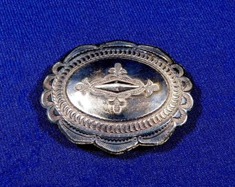 Native American Sterling Stamped Domed Handmade Vintage LADY Small BUCKLE