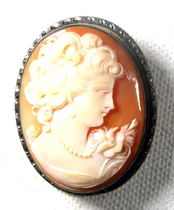 Artisan 800 Silver Hard Shell Cameo Handmade Vint… - image 2
