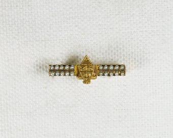 10K Yellow GOLD, PEARLS, Hand Assembled Vintage Bar PIN, My Estate