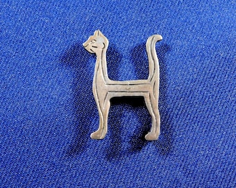 Mexico Artisan Sterling Stamped Handmade Vintage Cat Letter H Pin