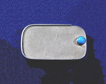 MEXICO Artisan Sterling TURQUOISE HANDMADE Vintage Pill Box