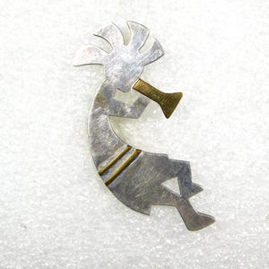 KOKOPELLI STERLING Brass Cutout Handmade Vintage Pin Estate