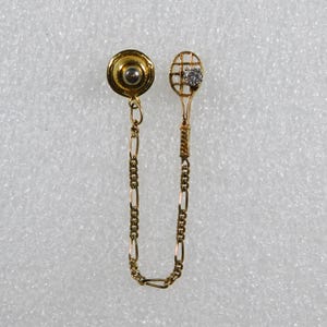 Anson 14K GOLD DIAMOND .20 TCW Tennis Racket Tie Tack Estate