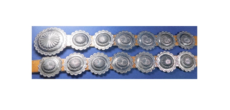 Native American Lady CONCHO Belt STERLING Stamped HANDMADE Vintage 14 ...