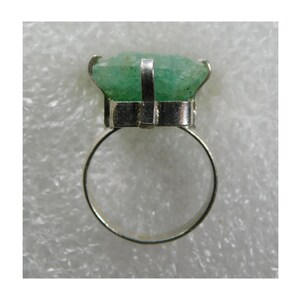 Artisan STERLING Green Stone Handmade RING Size 6.5